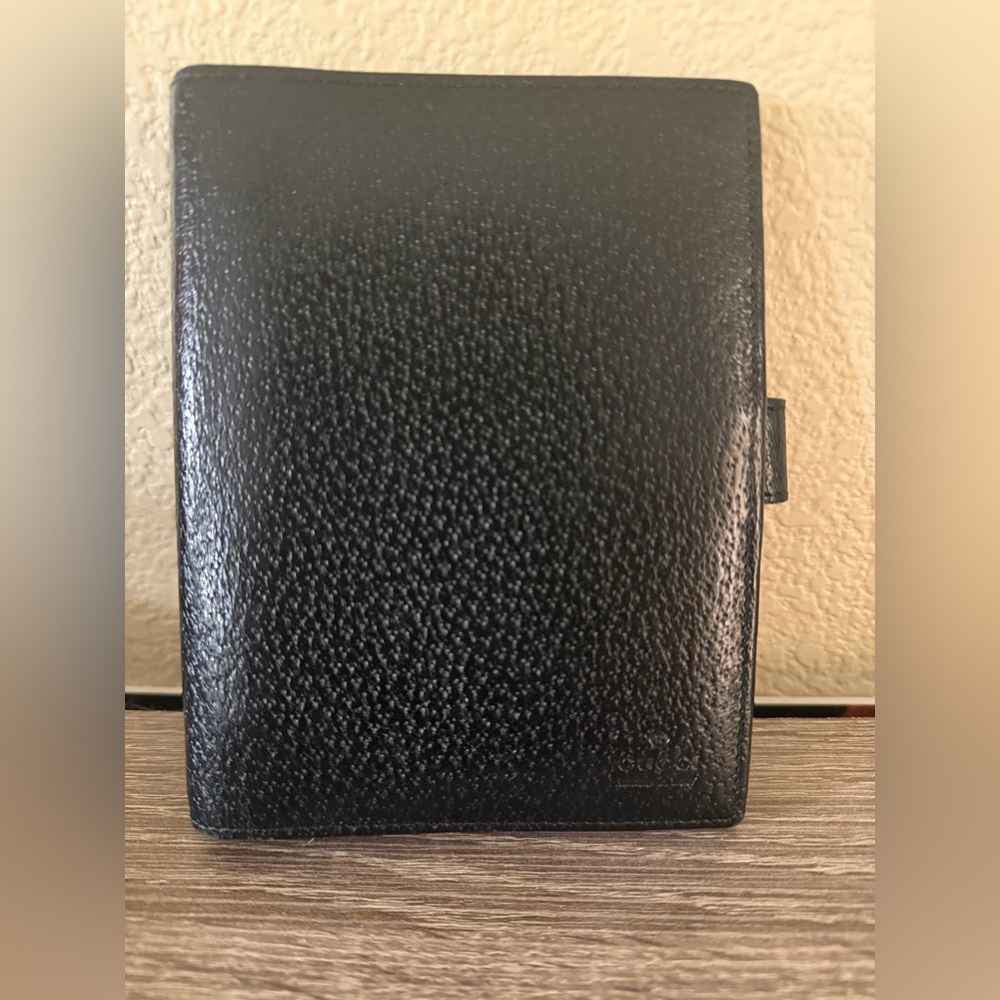Gucci Black Textured Wallet/planner